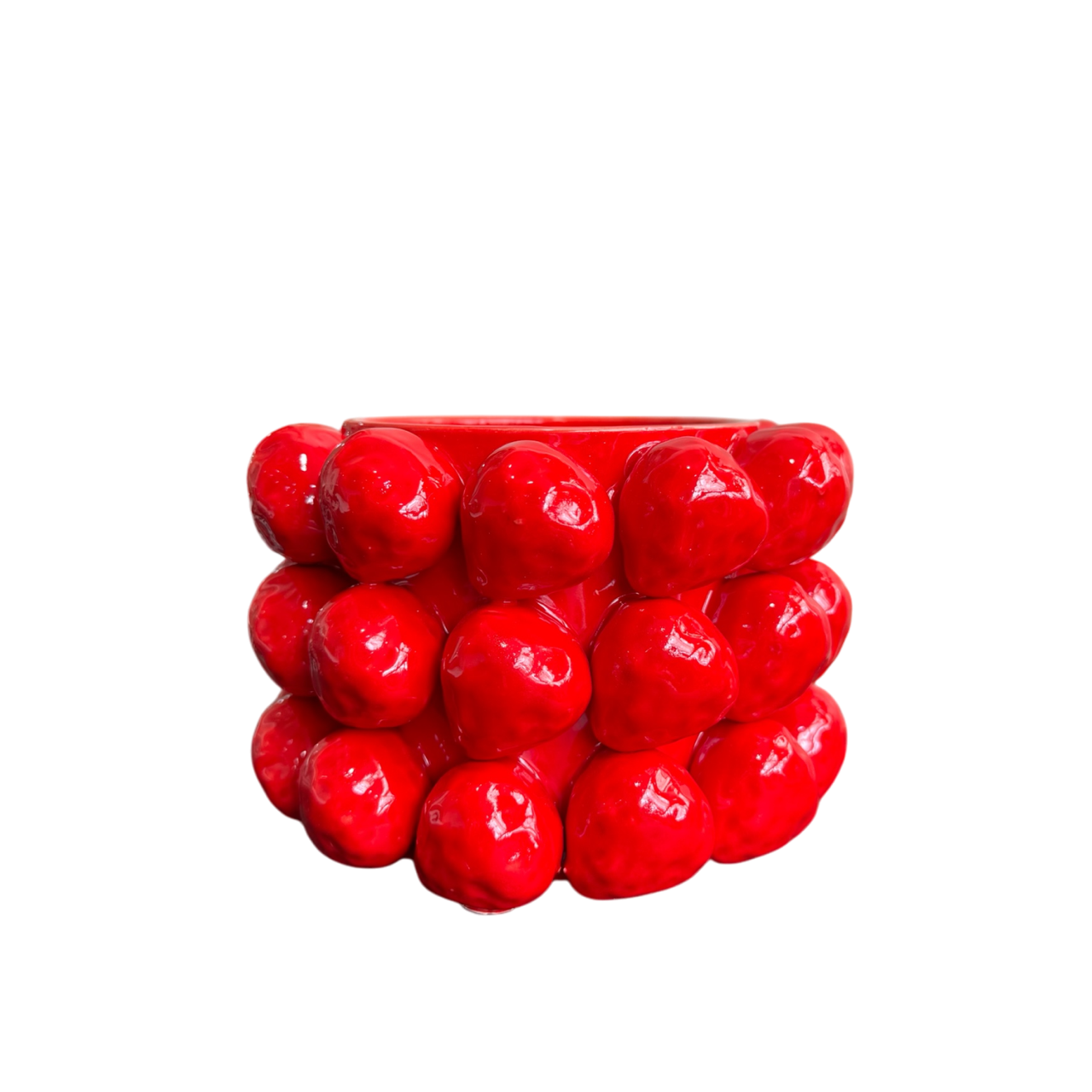 Strawberries Red Round Pot