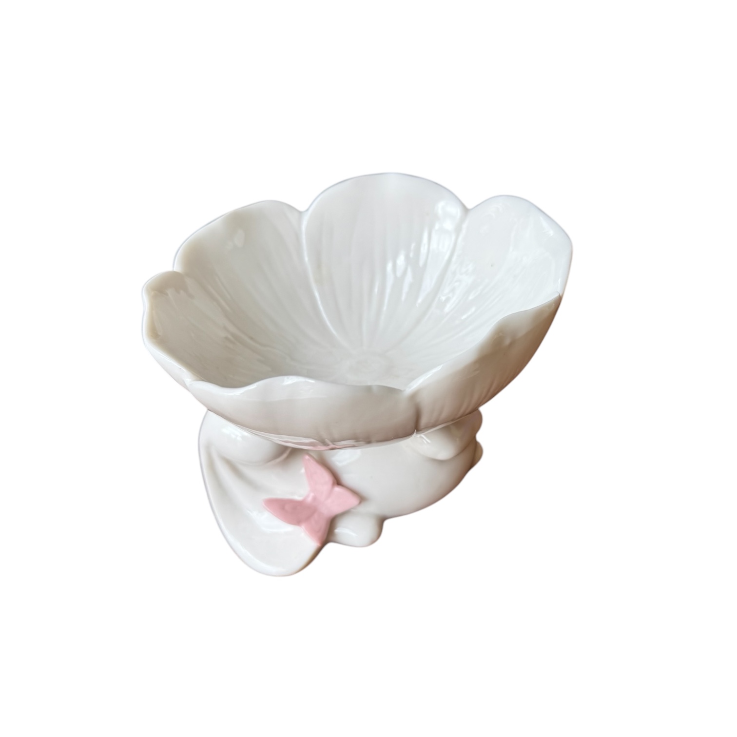 Πασχαλινό Κεραμικό Μπολάκι Λευκό Λουλούδι με Λαγουδάκι