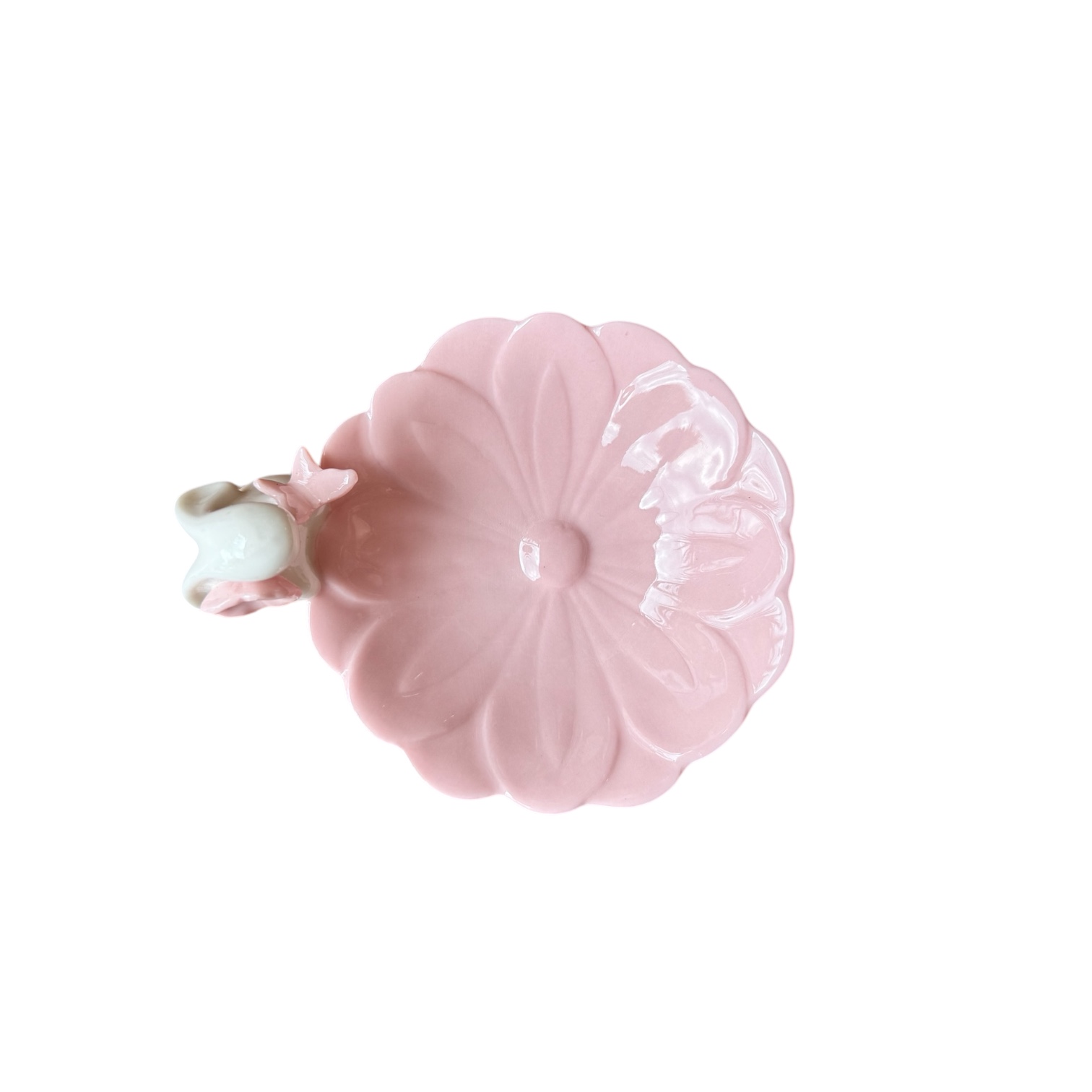 Μικρό Πασχαλινό Κεραμικό Πιατάκι Ροζ Λουλούδι με Λαγουδάκι