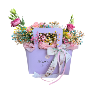 Purple Envelope Bag with Various Flowers