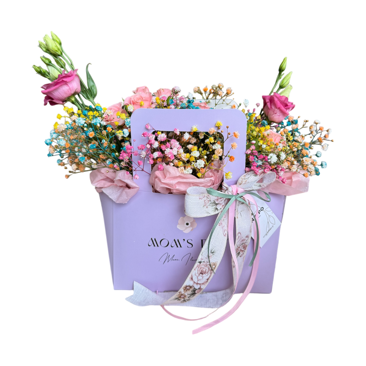 Purple Envelope Bag with Various Flowers