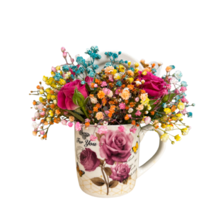 Ceramic Mug with Colorful Flowers