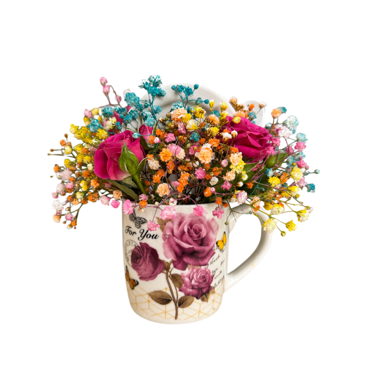Ceramic Mug with Colorful Flowers