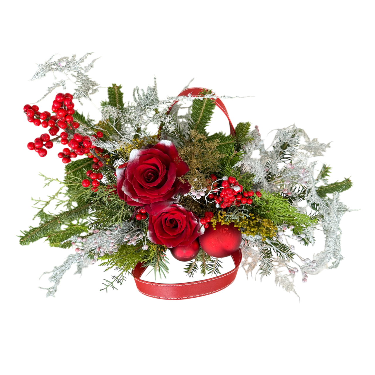 Τσαντάκι Κόκκινο με Χριστουγεννιάτικη Σύνθεση