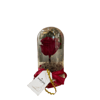 Καμπάνα με 1 Κόκκινο Forever Rose – 20εκ