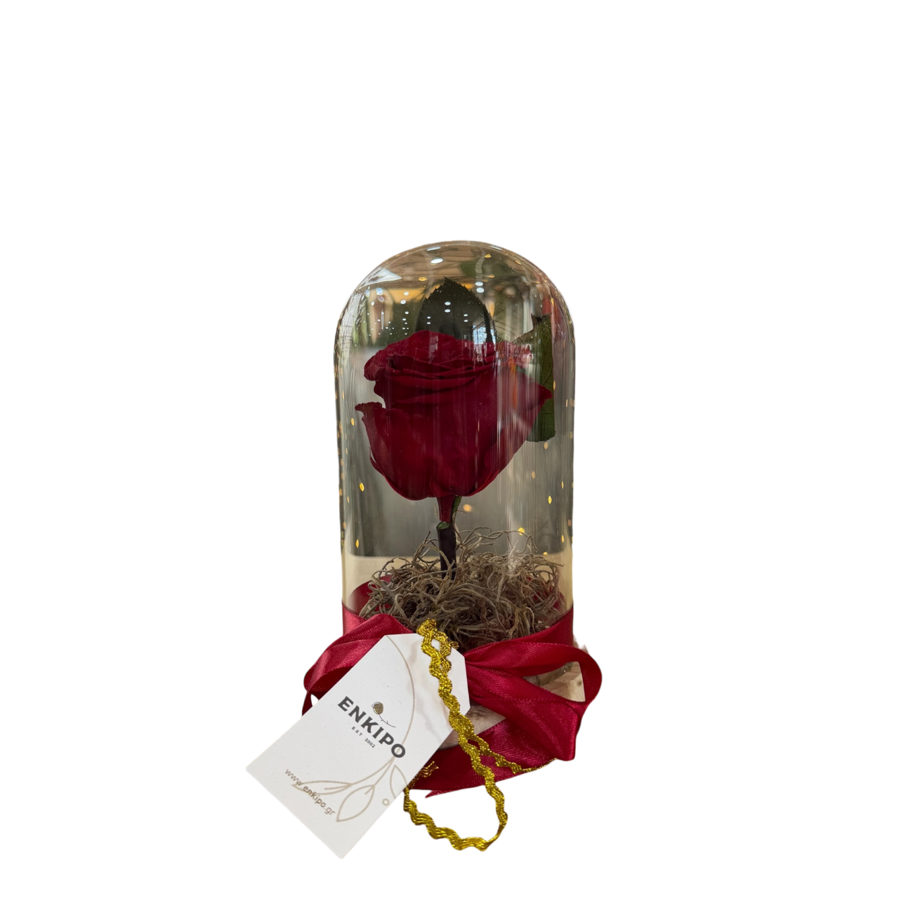 Καμπάνα με 1 Κόκκινο Forever Rose – 20εκ