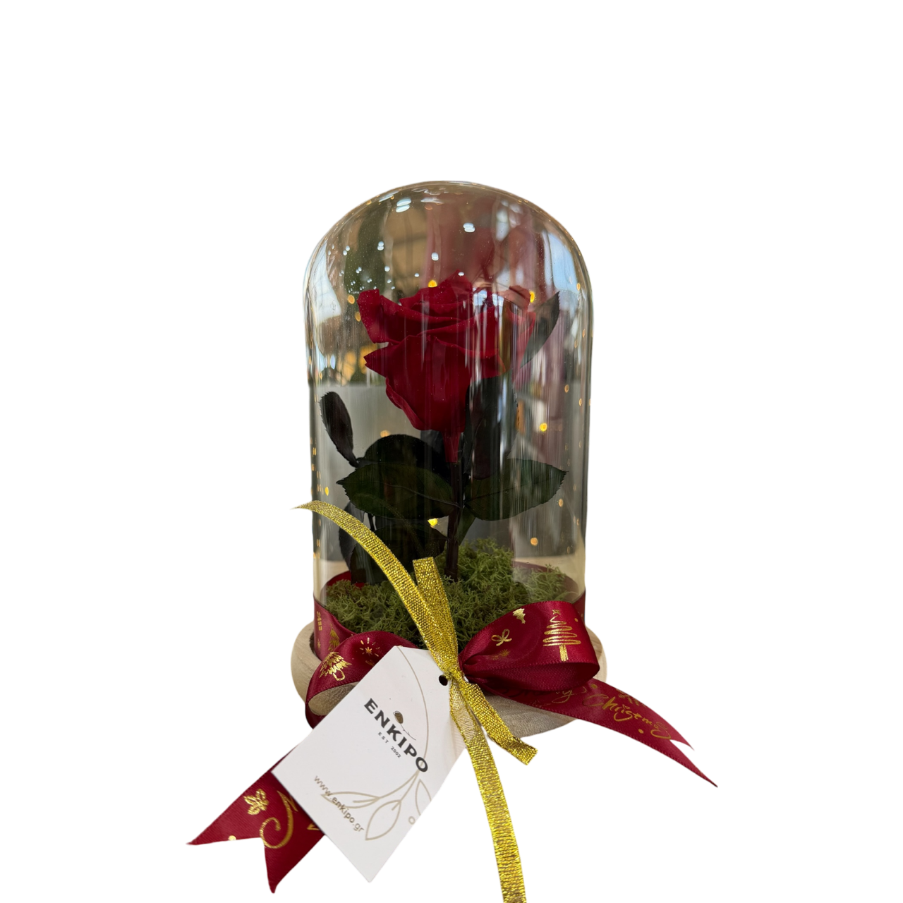 Καμπάνα με 1 Κόκκινο Forever Rose – 25εκ