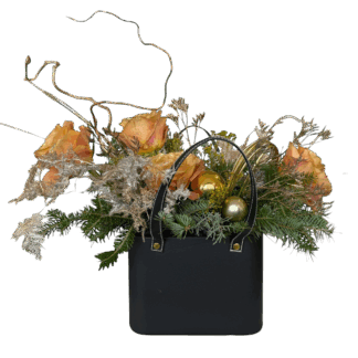 Τσαντάκι Μαύρο με Χριστουγεννιάτικη Σύνθεση