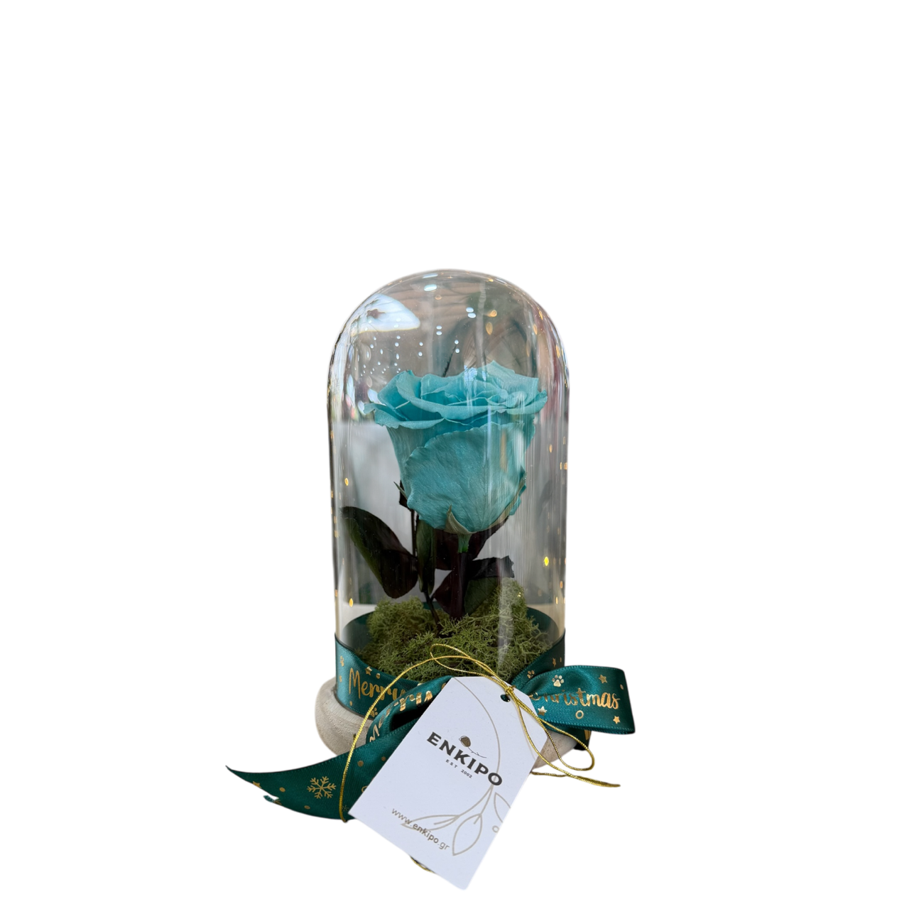 Καμπάνα με 1 Τυρκουάζ Forever Rose – 20εκ