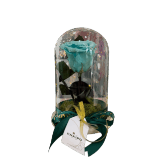 Καμπάνα με 1 Τυρκουάζ Forever Rose – 25εκ