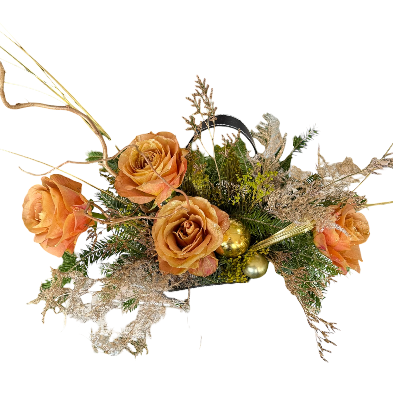 Τσαντάκι Μαύρο με Χριστουγεννιάτικη Σύνθεση