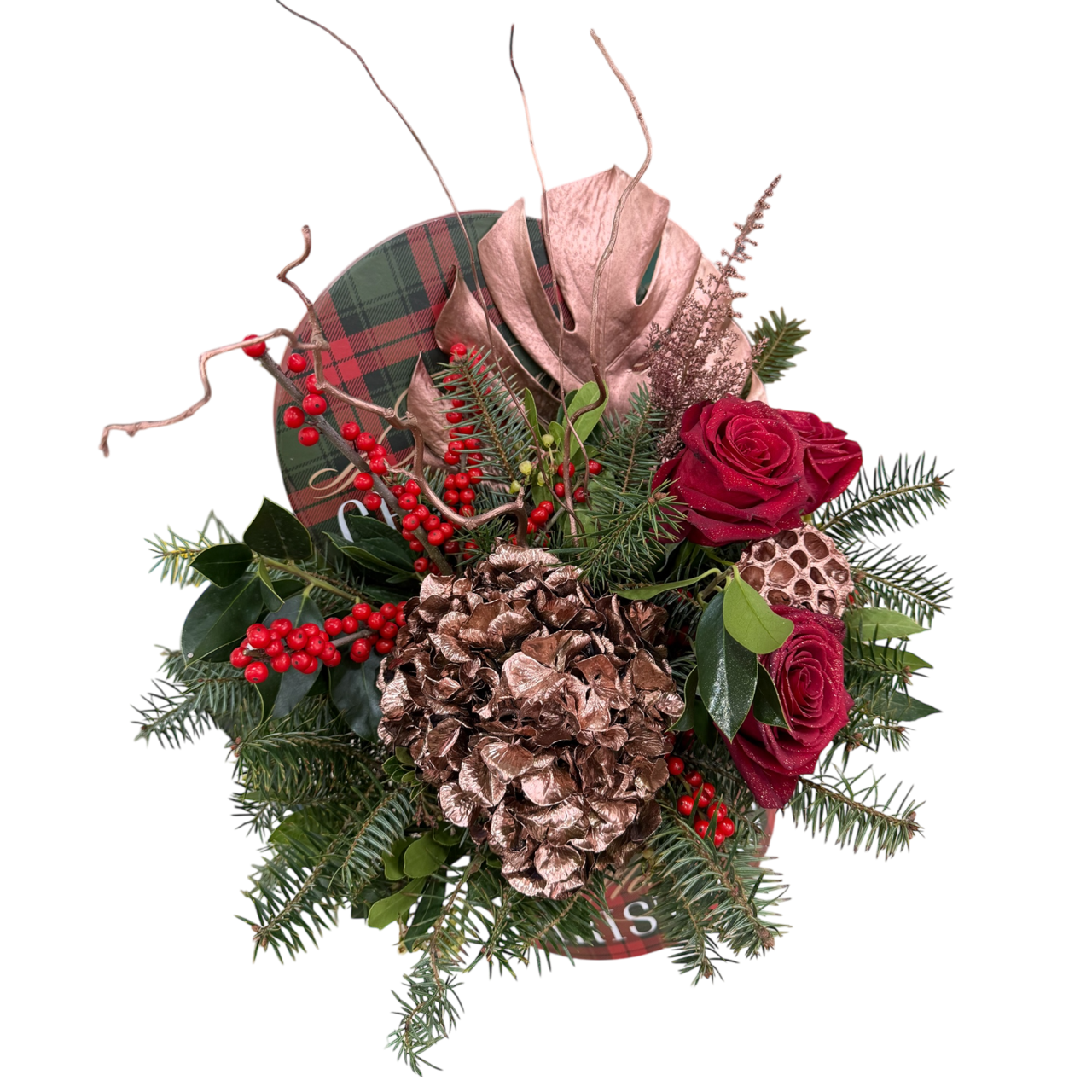 Χριστουγεννιάτικη Ανθοσύνθεση σε Μεγάλο Κουτί