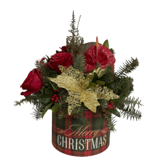 Χριστουγεννιάτικη Ανθοσύνθεση σε Μεσαίο Κουτί