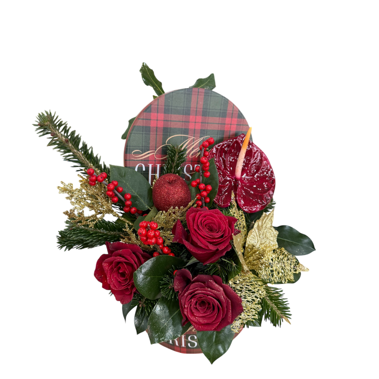 Χριστουγεννιάτικη Ανθοσύνθεση σε Μικρό Κουτί