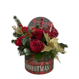 Χριστουγεννιάτικη Ανθοσύνθεση σε Μικρό Κουτί