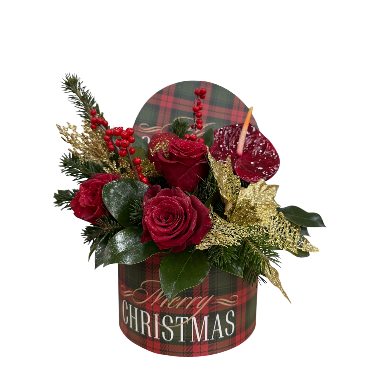 Χριστουγεννιάτικη Ανθοσύνθεση σε Μικρό Κουτί